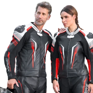 Damskie i męskie skórzane kombinezony motocyklowe BÜSE