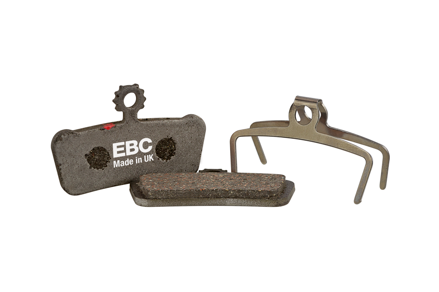Czerwone organiczne klocki rowerowe EBC Resin Plus