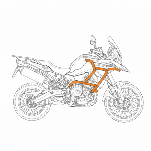 Schemat motocykla z zaznaczonymi gmolem i osłonami LOBOO