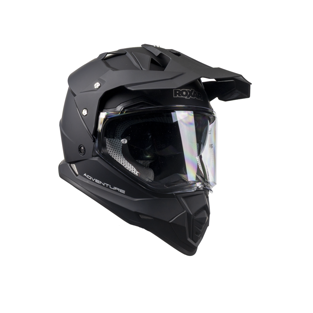 Czarny kask adventure ROXAR ADV z wizjerem i daszkiem